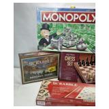 4 NEW IN BOX BOARD GAMES, SCRABBLE