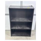 SMALL WOOD BOOKSHELF, SOME DAMAGE, 36" T X 24 1/2