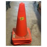 4 NEW ORANGE SAFETY CONES 18" TALL