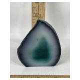 TEAL DYED AGATE GEODE SLICE, MADE IN BRAZIL, 261G