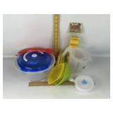 STORAGE CONTAINERS, MEASURE CUPS, TACO HOLDER