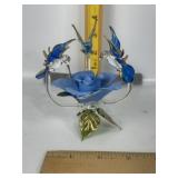HANDCRAFTED GLASS HUMMINGBIRDS & ROSE FIGURE