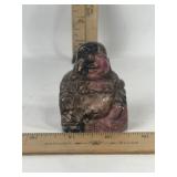PINK RHODONITE STONE CARVED LAUGHING BUDDHA