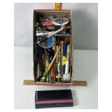 VINTAGE ADVERTISING PENS, PENCILS, JUNK DRAWER ITM