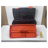 PLASTIC TOOL BOX, FILES, PYR BAY, STAPLER