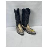 VINTAGE PYTHON SNAKE SKIN COWBOY BOOTS, SZ 9 1/2