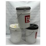 3 - 5 GAL BUCKETS WITH LOCKING LIDS