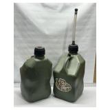 2 GREEN 5 GAL VP RACING FUEL JUGS