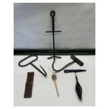 HAY HOOKS, LEATHER KNIFE SHEATH, CHIPPING HAMMER