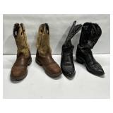 2 PAIR REBEL & GOODYEAR COWBOY BOOTS, SZ 9 & 9.5