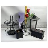 CANDLE HOLDERS, PLASTIC ROSE & VASE, DIFFUSER