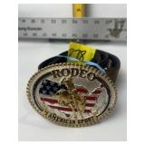 RODEO AMERICA BUCKLE W/ LEATHER BELT