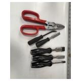 TIN SNIPS, CHISELS, SMALL PRY BAR