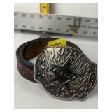 MONTANA SILVERSMITH PBR BELT BUCKLE & LEATHER BELT