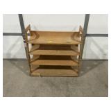 4 TEIR WOOD SHELVING 33.5TX36'LX16.5'W
