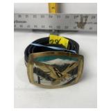 HANDCRAFTED EAGLE BELT BUCKLE W/ HORSE HAIR BELT