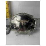 LARGE STEER HEAD SILVER TONE BELT BUCKLE