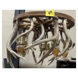 DEER ANTLER HANGING CHANDELIER, WAGON WHEEL TOP