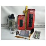 ROD RACKS, WATER BTL, CAPENTERS PENCILS, BOOT BRUS