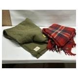 2 VINTAGE BLANKETS, 1 MILITARY WOOL W/ TAGS
