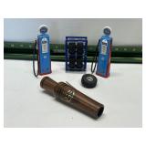 DUCK CALL, FORD GAS PUMPS, TIRES & RACK