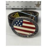 LET FREEDOM RING BUCKLE W/ LEATHER BEADED BELT