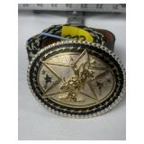 BULL RIDER BELT BUCKLE W/ HORSE HAIR BELT