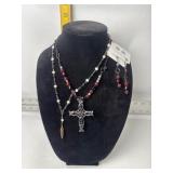 GOTHIC STYLE NECKLACE & ERRING SET, BROWN NECKLACE