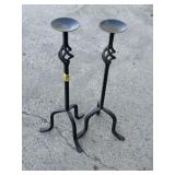 26' T CAST IRON CANDLE HOLDERS SET