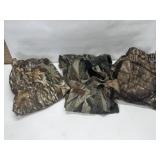 2 PAIT SHEILD CAMO PANTS, SZ M, CAMO OVERALLS SZ L