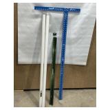 48' DRYWALL T SQUARE, LIGHT BULBS, 36' STRAIGHT