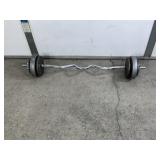 CURLING BAR W/ WEIGHTS