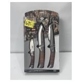 MOSSY OAK LEATHER WRAPPED HUNGTING KNIVES IN BOX