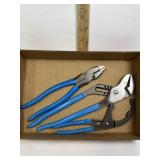 3 BLUE HANDLED PLIERS, CHANNEL LOCKS