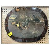 OVAL WOODEN DUCKS ON WATER SCENE, 20 1/2'