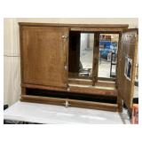 RIFLE CABINET W/ MIRRORED BACK, LOCKING CLASPS