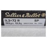 SELLIER & BELLOT 9.3 X 72R 193GR SP AMMO, 20 TOTAL