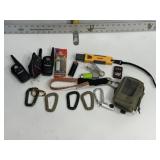CARABINERS, KNIFE SHARPENER, TALKIES, LIGHTERS