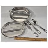 U.S. MILITARY "MEAT CAN" 2 PIECE MESS KIT W/ UTENL