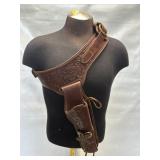 K TRIPLE LEATHER AMMO BELT & HOLSTER, NICE SHAPE