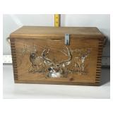 HAND PAINTED WHITETAIL DEER LIDDED WOOD BOX