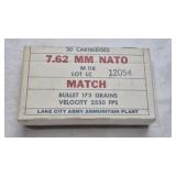 7.62 MM MATCH NATO 173GR AMMO, 20 TOTAL
