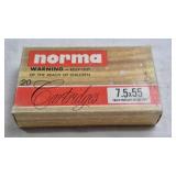 NORMA 7.5 X 55 180GR SP SWISS AMMO, 20 TOTAL