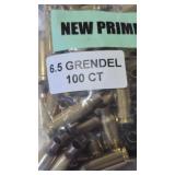 6.5 GRENDEL 100CT NEW PRIMED BRASS