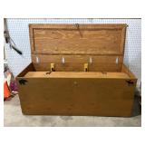 VERY LARGE HANDMADE WOOD RIFLE & AMMO BOX, HOOKS