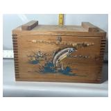 BROWN TROUT HAND PAINTED WOOD LIDDED BOX