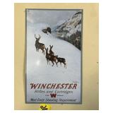 WINCHESTER METAL DEER SIGN, 16" X 9 3/4"