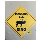 PLASTIC MONTANA ELK XING SIGN, 17"