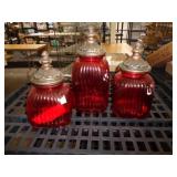 RED GLASS CANISTER SET