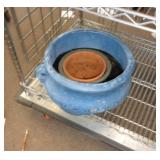 CONCRETE FLOWER POT W SOME SMALLER ONES